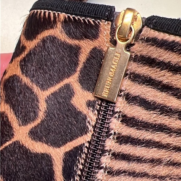 Bruno Magli Brown and Black Heeled Boots with Giraffe Print - Picture 2 of 9